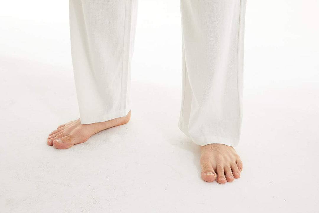YuKaiChen Herren Leinenhose Herren Lang Sommerhose Weit Leicht Loose Fit Freizeithose Yoga Urlaub St