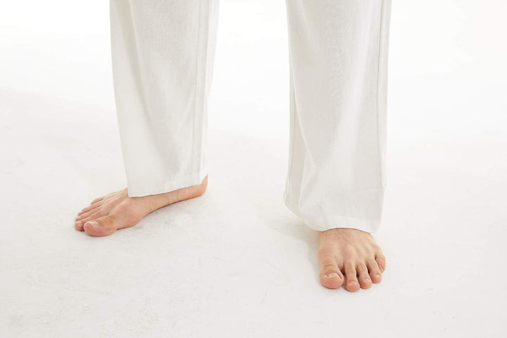 YuKaiChen Herren Leinenhose Herren Lang Sommerhose Weit Leicht Loose Fit Freizeithose Yoga Urlaub St