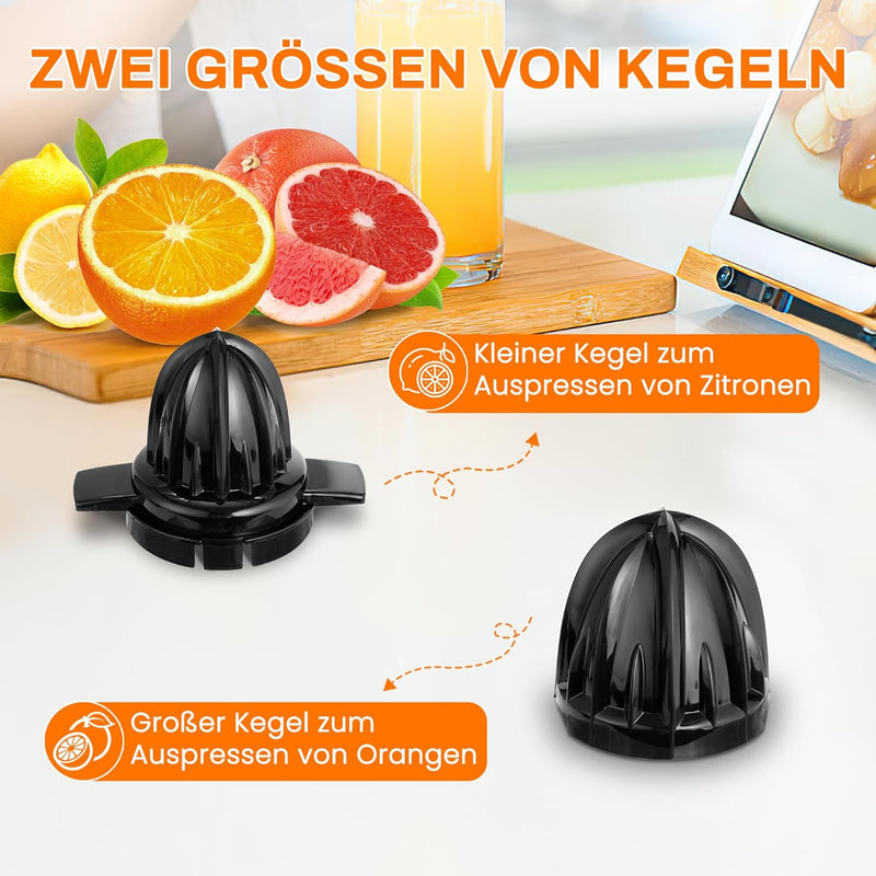 Pukomc Elektrische Zitruspresse, Zitronenpresse mit Edelstahl 1 L, Orangenpresse mit 40 Watt leistun