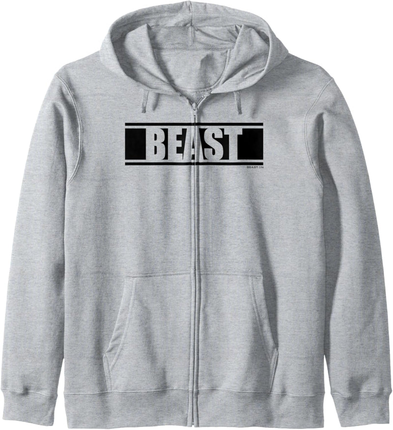 Beast schwarze Farbe Fitness Gym Motivation Sprüche weisses Kapuzenjacke