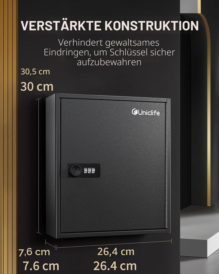 Uniclife Schlüsselkasten mit 40 Positionen und Zahlenschloss, zurücksetzbar, Digitale Sicherheits-Au