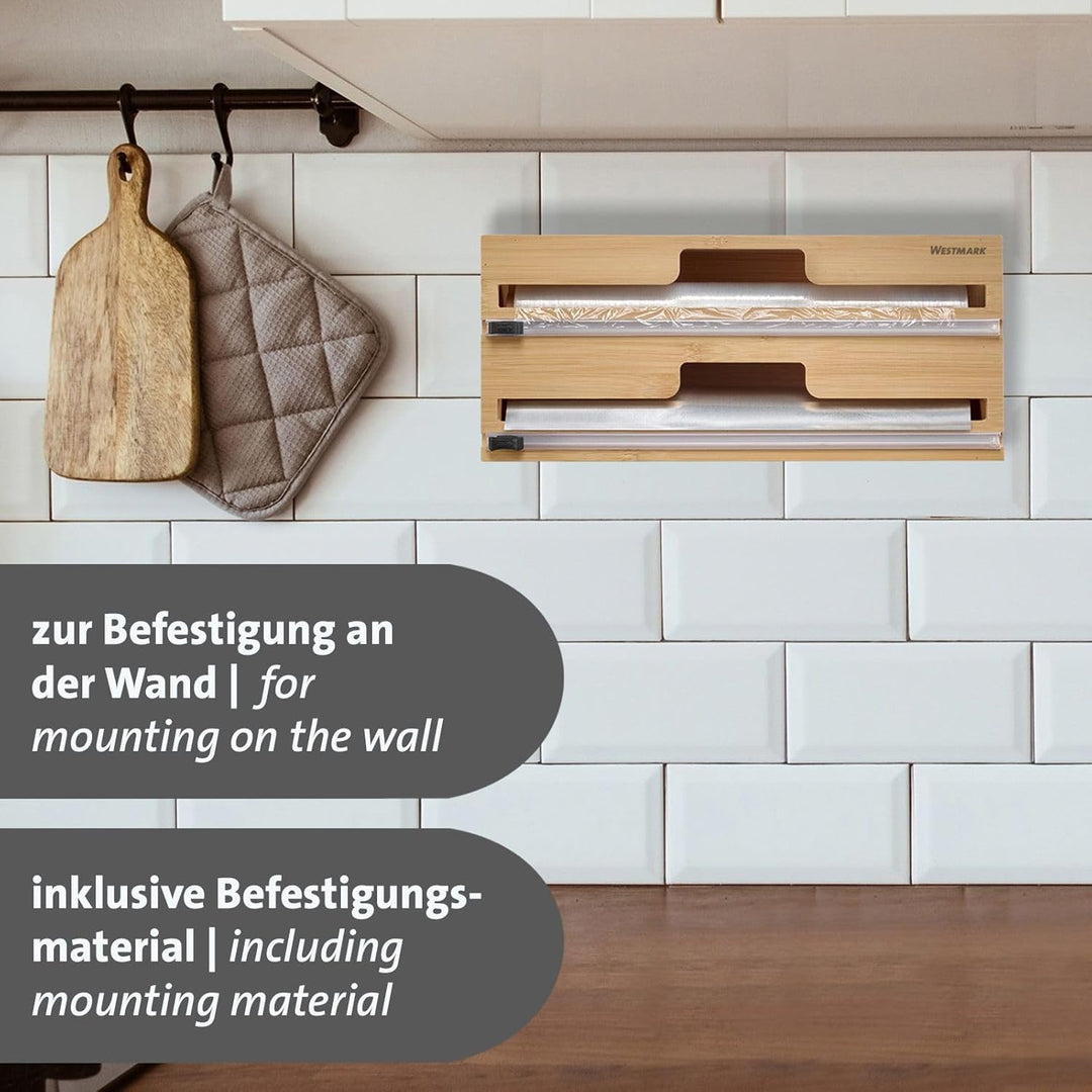 Westmark Folienspender mit Schneidvorrichtung – Alufolien- und Frischhaltefolienspender mit Gleitsch