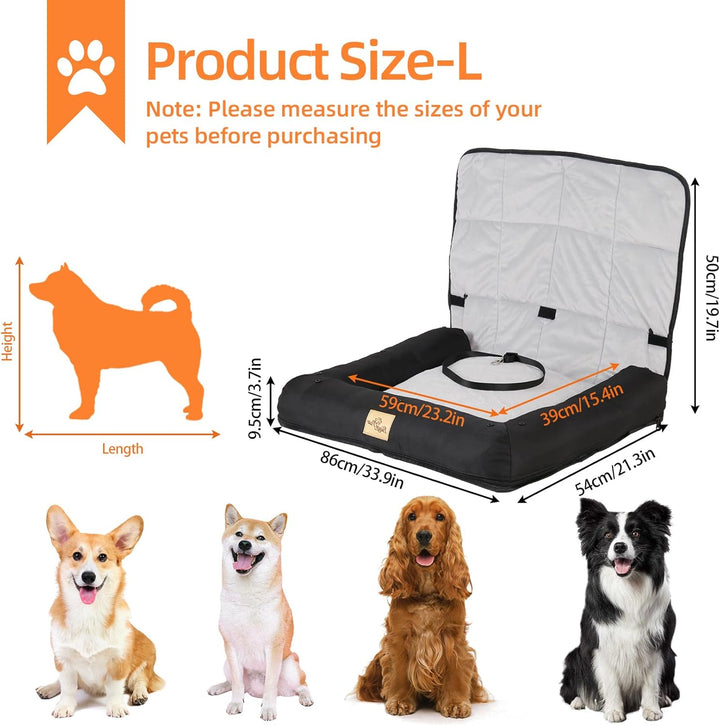 BingoPaw Hunde Autositz für grosse Hunde, 3-in-1 Verstärkter Autositz mit Befestigungsgurten, wasser