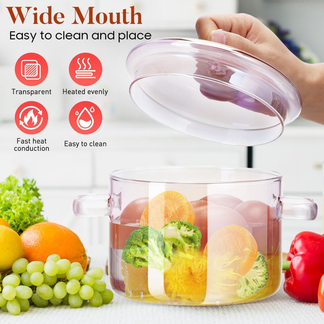 Happyyami Klarer Glastopf Glaspan Hitzebeständige Glas Kochtopf Suppentopf Für Küche Restaurant Koch