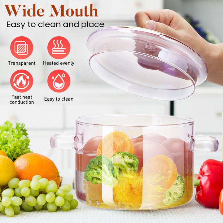 Happyyami Klarer Glastopf Glaspan Hitzebeständige Glas Kochtopf Suppentopf Für Küche Restaurant Koch