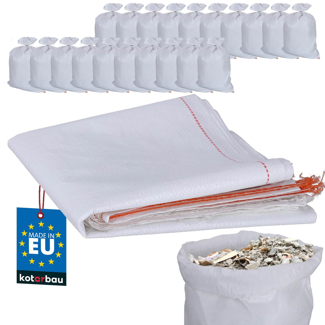 KOTARBAU® 20er Set PP Gewebesäcke 55x80cm Schwerlast-Gewebesack Weiss 30kg 55 x 80 cm Weiss, 55 x 80