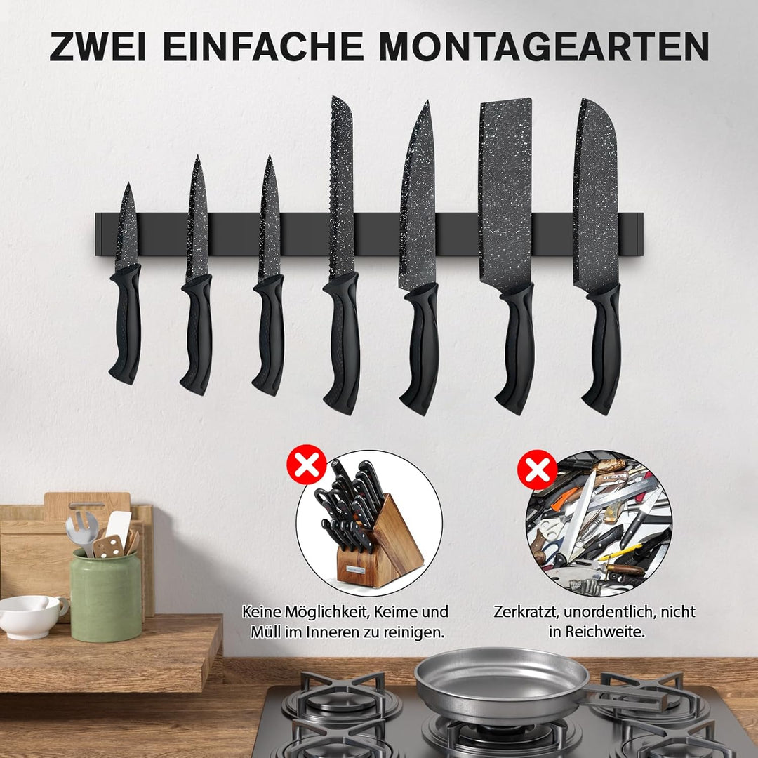 Magnetleiste Messer 40cm, Edelstahl Messerhalter Magnetisch, Magnet Messerhalter Schraube, Magnetlei