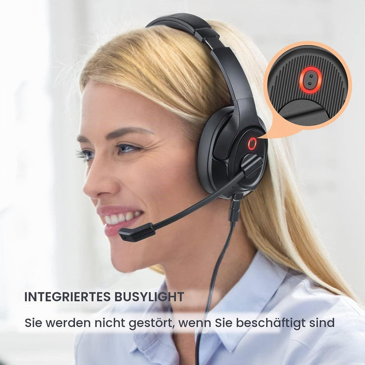 EKSA H2 USB Headset mit Mikrofon, Office PC Headset mit ENC Mic, Stummschalter &amp; Lautstärkeregler, O