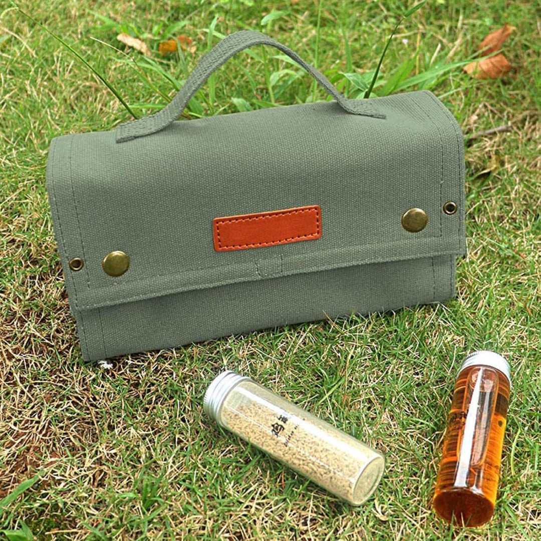 Gewürzgläser Set mit 10 Gewürzgläser, Gewürzdosen für Camping, Tragbare Gewürztasche, Gewürz-Aufbewa