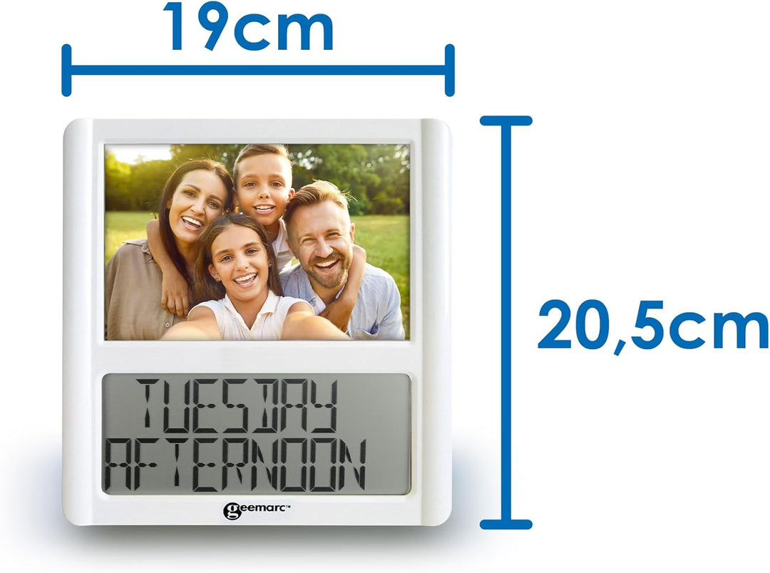 Kalenderuhr mit anpassbarem Fotorahmen - Geemarc Viso5 mit automatischer Zeiteinstellung - Für älter