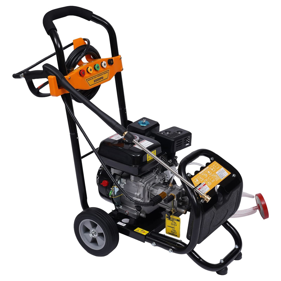 Benzin-Hochdruckreiniger mit Schlauchtrommel, Max. 220 Bar, 3200 PSI, 7 HP Motor mit 210 CCM, Reinig