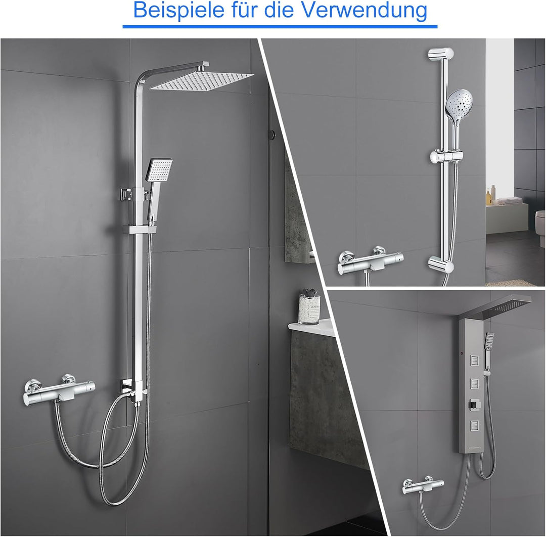 KEOKBON Duscharmatur mit Thermostat Mischbatterie Dusche mit 38 ° C Sicherheitssperre Wasserhahn Bad