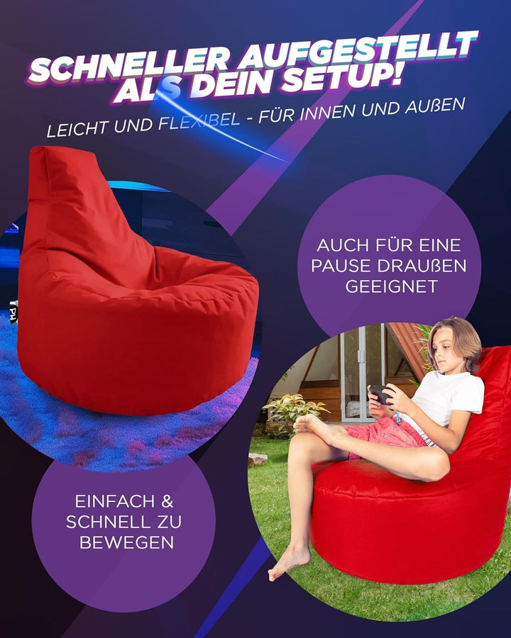 PATCH HOME Gamer Sessel mit Reissverschluss Lounge Kissen Sitzsack Sitzkissen Bean Bag In & Outdoor