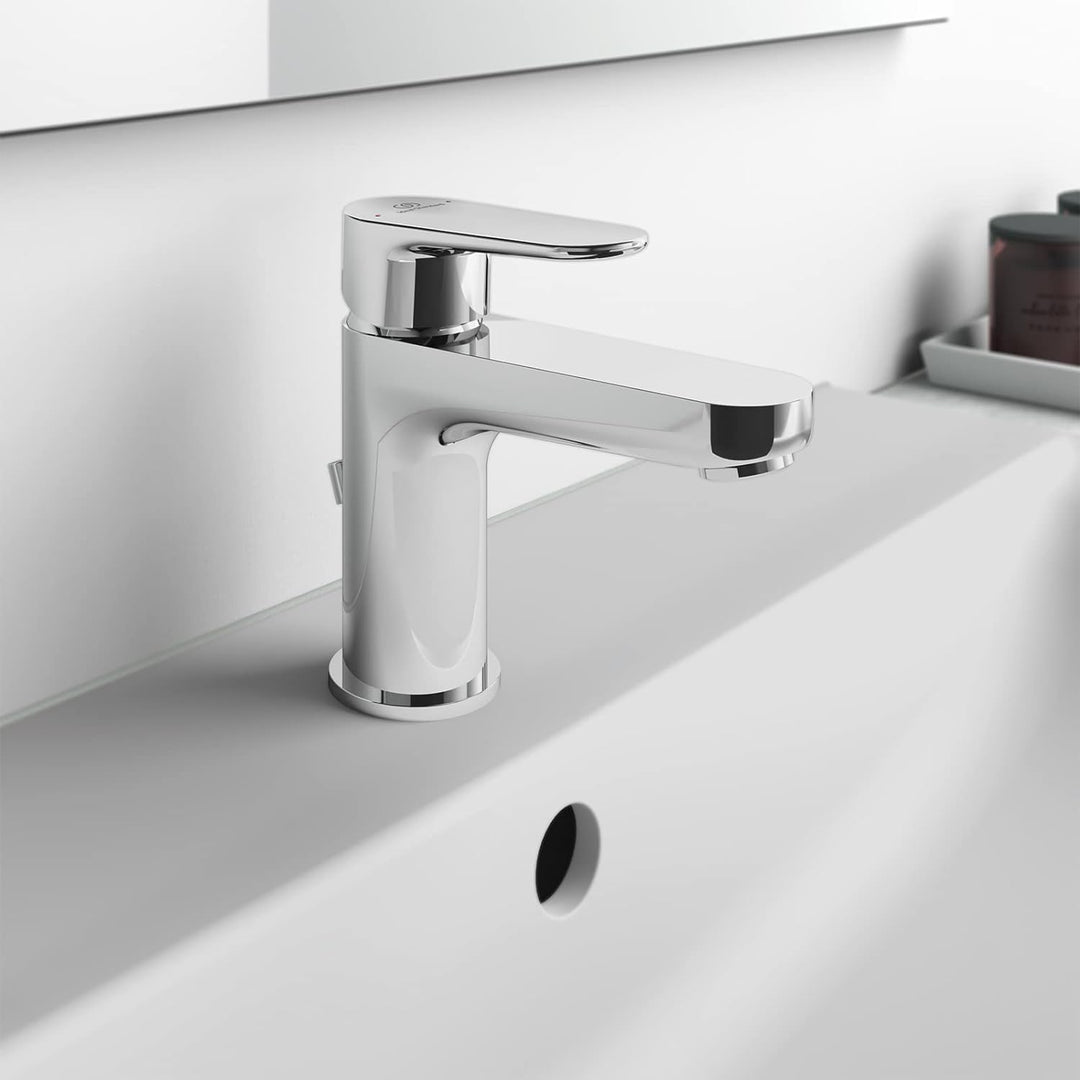 Ideal Standard BC698AA Cerafine O Waschtischarmatur mit Zugknopf-Ablaufgarnitur