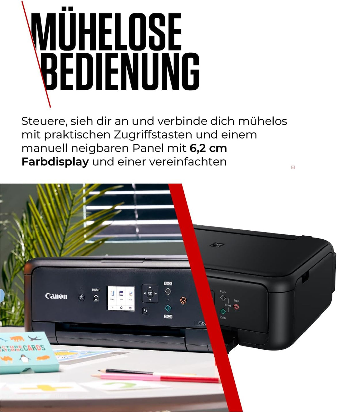 Canon PIXMA TS5150 Drucker Farbtintenstrahl Multifunktionsgerät DIN A4 (Scanner, Kopierer, Farbdispl