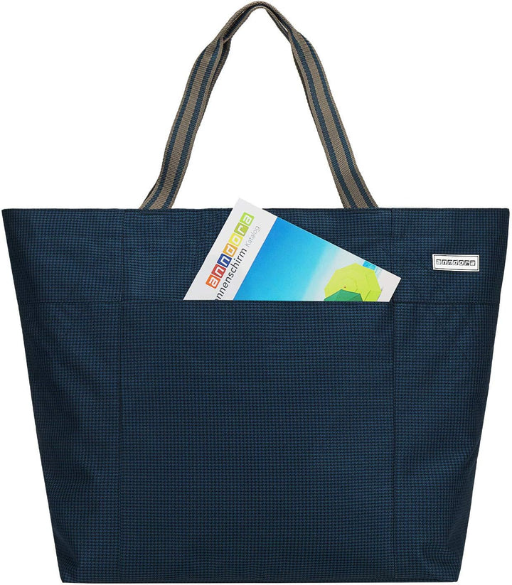 anndora XXL Shopper Blau Hahnentritt - Strandtasche 40 Liter Schultertasche Einkaufstasche, Blau Hah