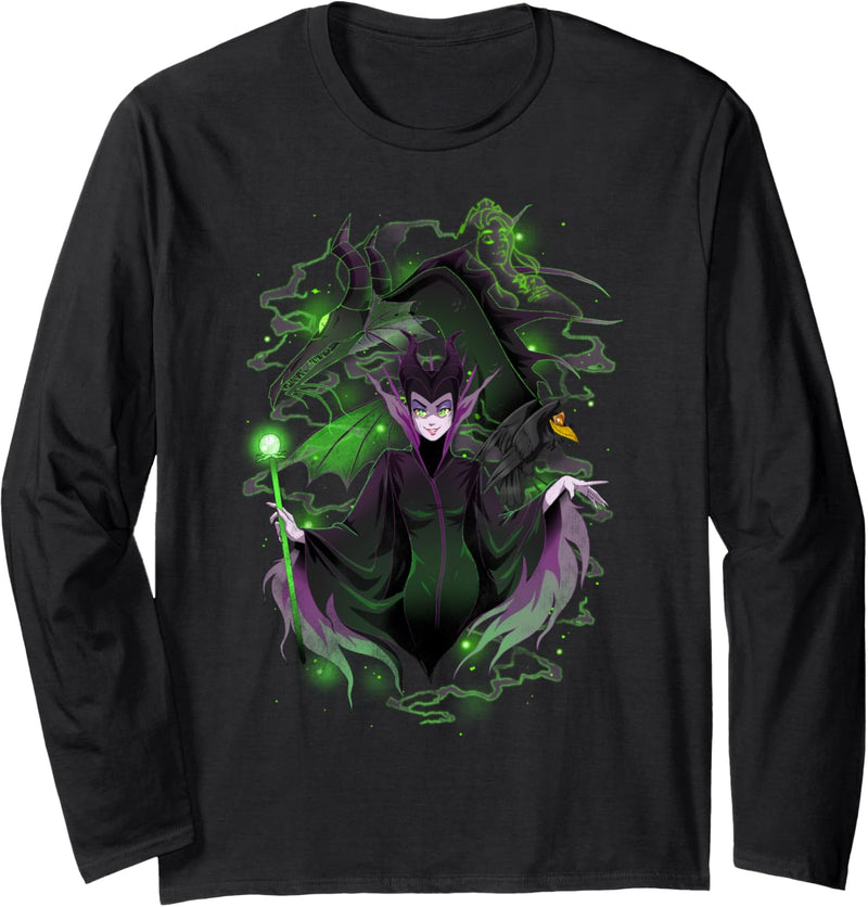 Disney Sleeping Beauty Maleficent Manga Style Portrait Langarmshirt