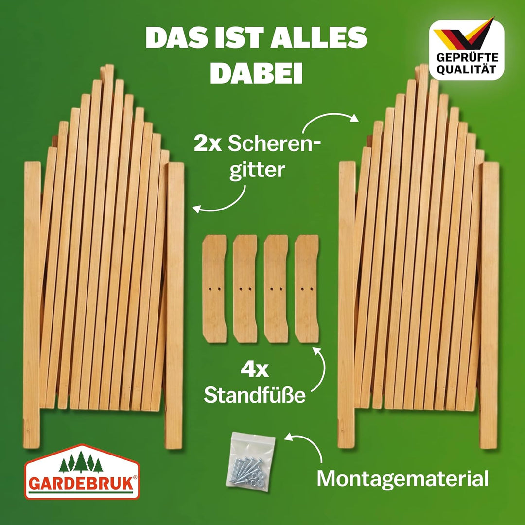 GARDEBRUK® 2er Set Rankgitter Gartenzaun bis 200cm ausziehbar faltbar Garten Balkon Spalier Rankhilf