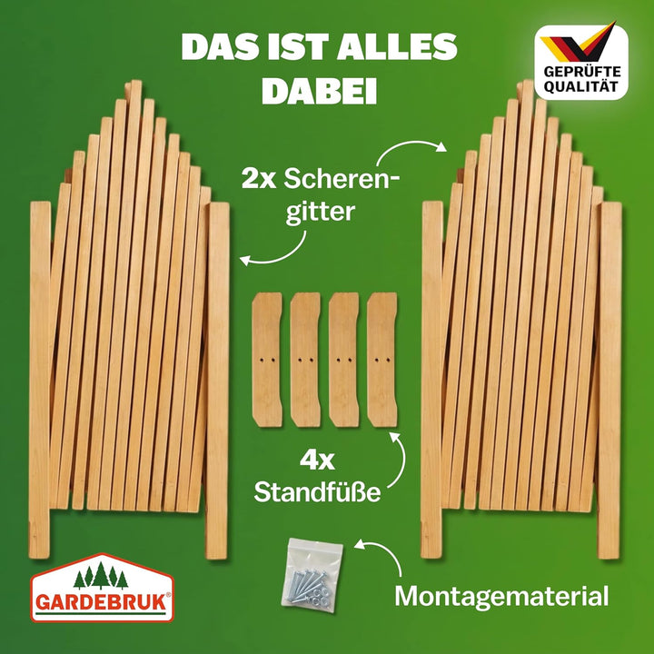 GARDEBRUK® 2er Set Rankgitter Gartenzaun bis 200cm ausziehbar faltbar Garten Balkon Spalier Rankhilf