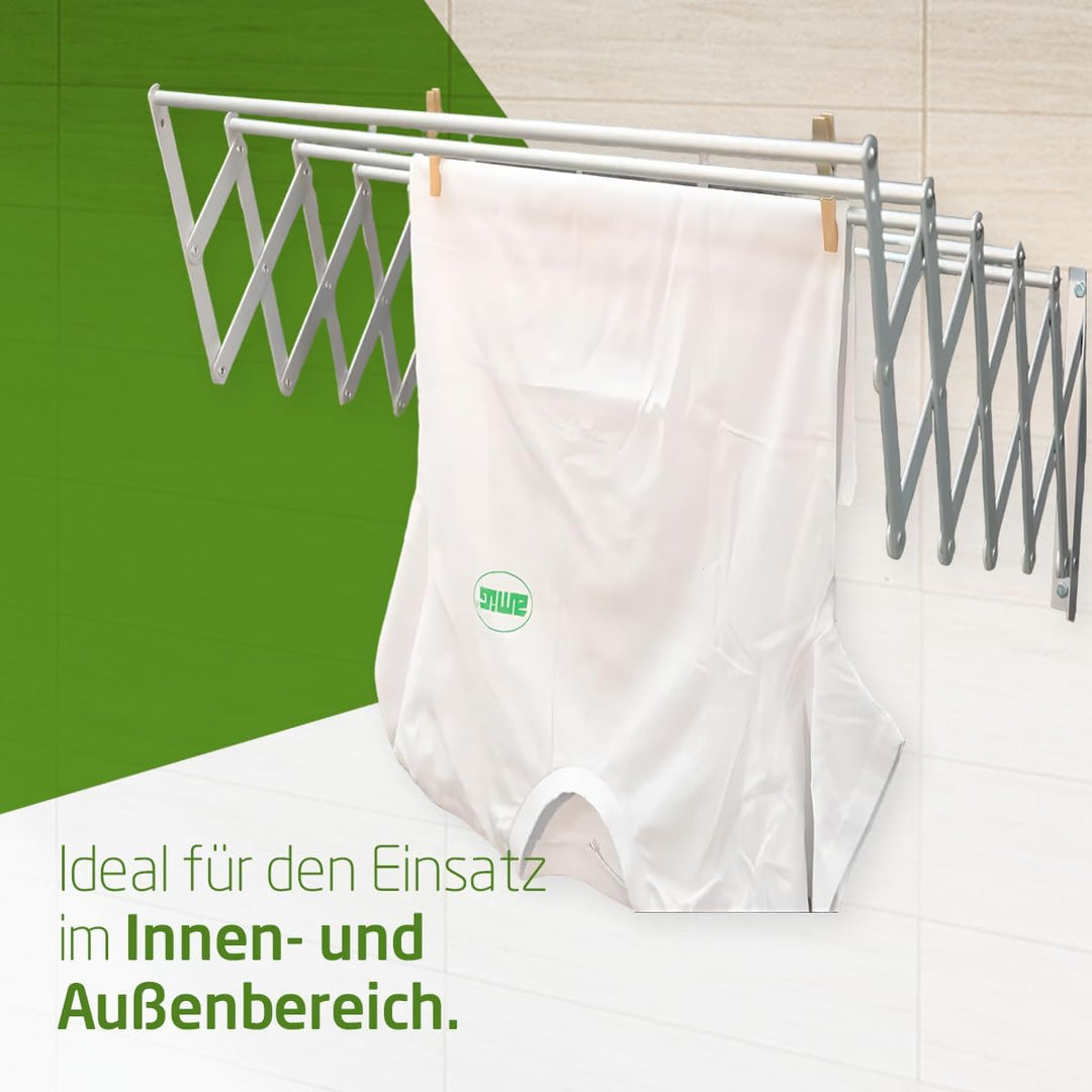 Amig - Wäscheständer Wandmontage | Trockenlänge aus Aluminium | Ausziehbare Wäscheleine mit 5 Stange