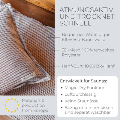 SAUNASOFA Premium Sauna-Matte & Sauna-Kissen Set in Nature | Hitzebeständige Saunamatte zum Liegen a