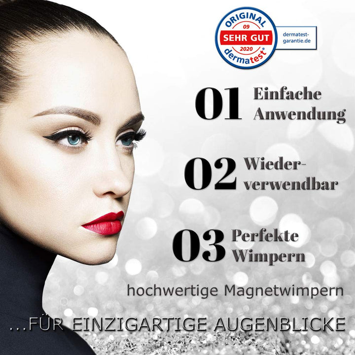 CB Lash Luxury Collection 2 Paar Premium Magnet Wimpern und wasserfester Magnet Eyeliner, inkl. Rein