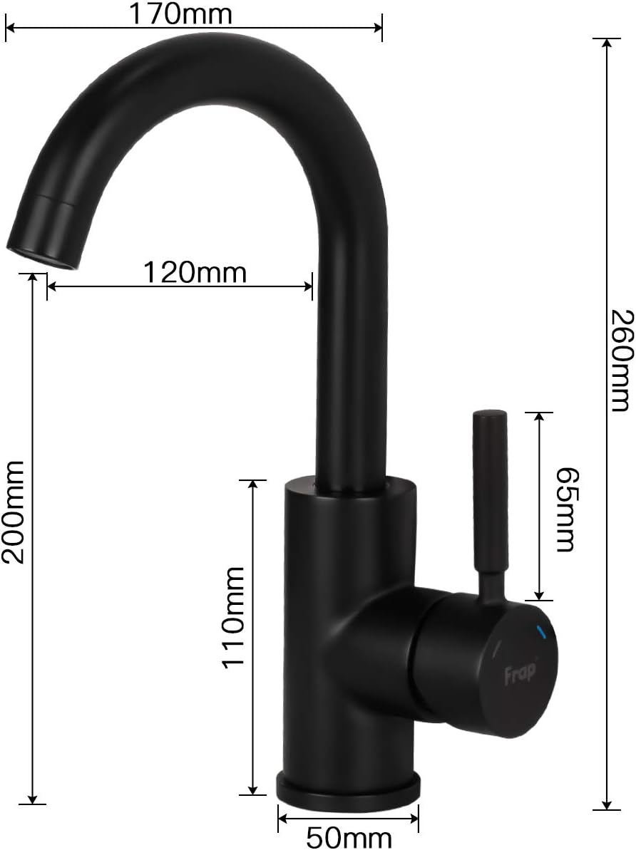 Frap Wasseramartur Schwarz Bad, Moderner Stil Waschtischarmatur, Waschtischbatterie Einhebel-mischer