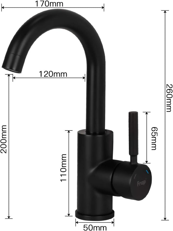 Frap Wasseramartur Schwarz Bad, Moderner Stil Waschtischarmatur, Waschtischbatterie Einhebel-mischer
