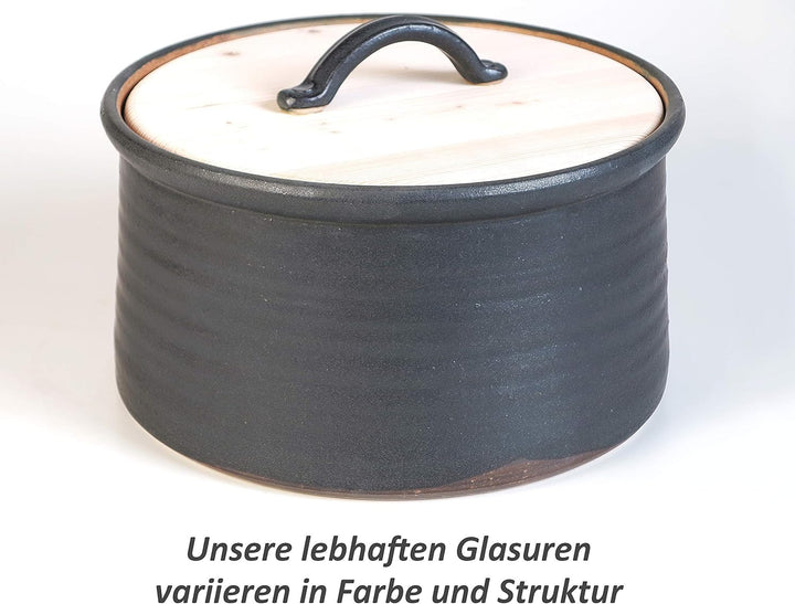 M – Brottopf für die kleinere Familie, schwarz-anthrazit, Keramik/Holz, für ein bis vier