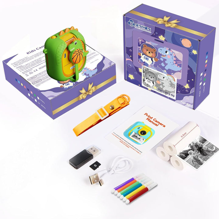 Sofortbildkamera Kinder mit 180°-Klappobjektiv, 2,4" 1080P Kinderkamera mit 3 Druckpapier, für Kinde