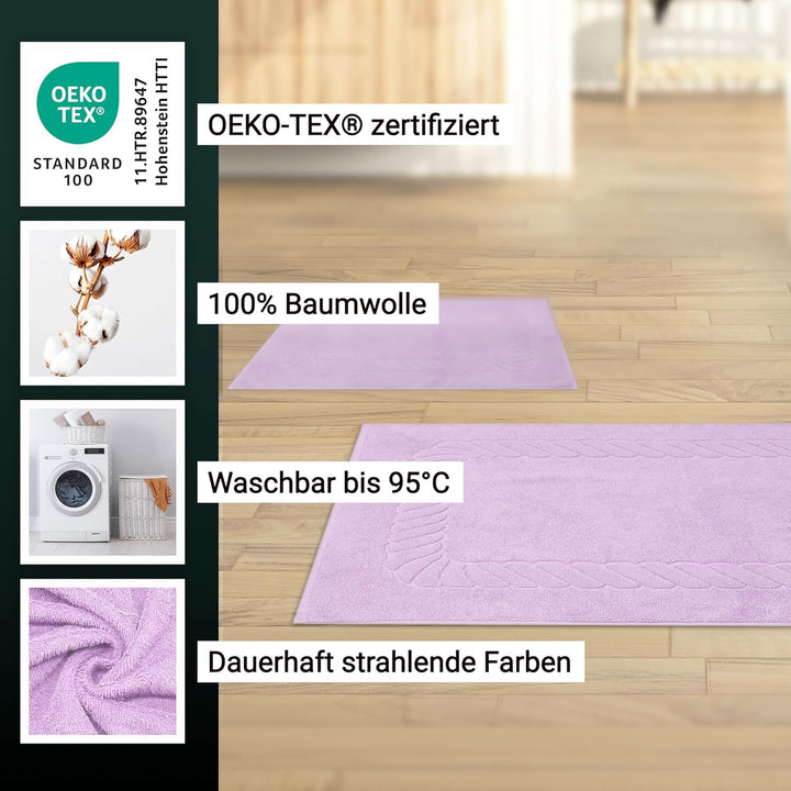 ZOLLNER 2er Set Badematten - weiche und saugstarke Duschvorleger - waschbar bis 95°C - Baumwolle - 5