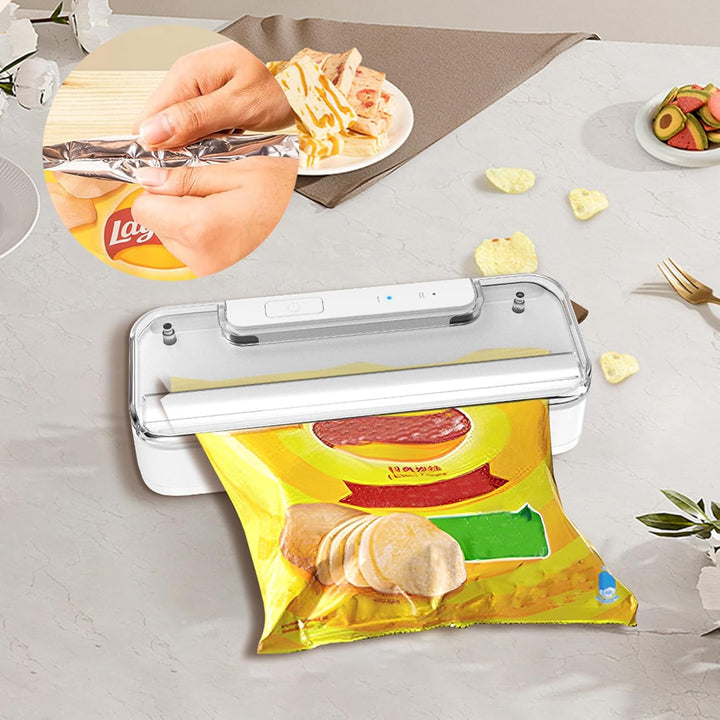 Mini Folienschweissgerät,2 in 1 Bag Sealer mit Cutter,Mini Beutelverschliesser,Wiederaufladbarer Tra