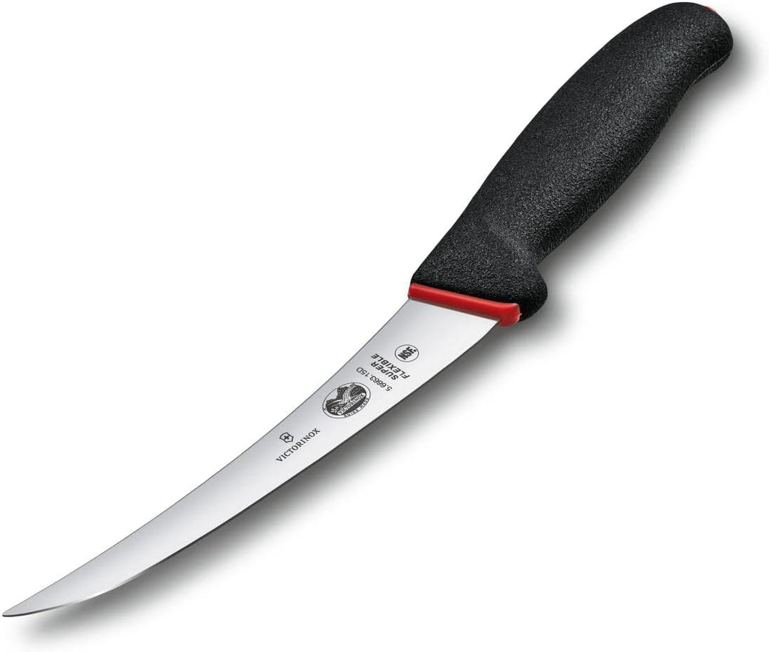 Victorinox Fibrox Dual Grip Ausbeinmesser, Swiss Made, 15 cm Gebogen/Schmal/Flexibel Klinge, schwarz