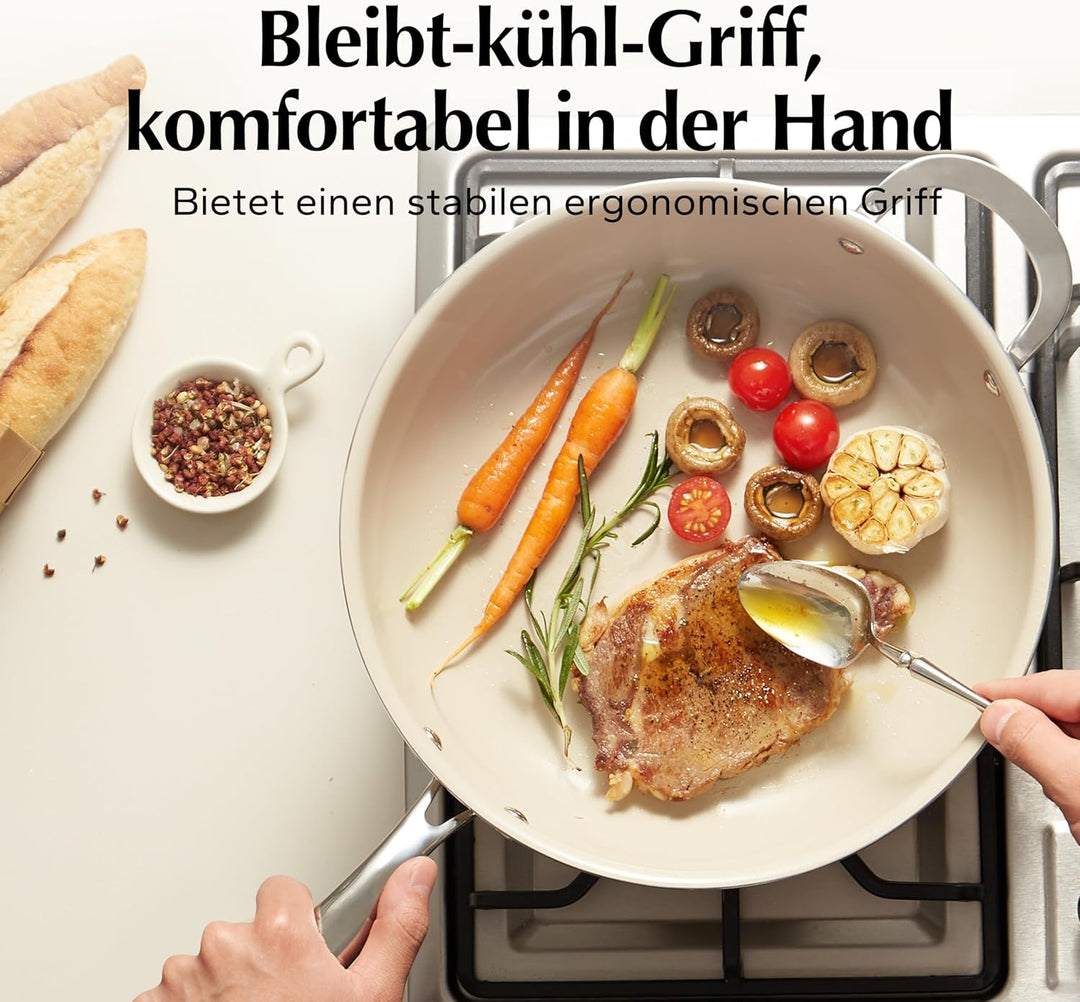 Redchef Bratpfanne 28cm, Pfanne mit Deckel Antihaft Beschichtung Keramikpfanne, Bratpfannen Induktio
