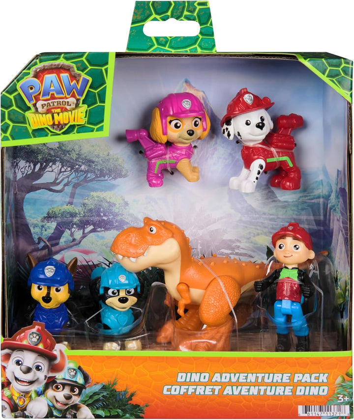 PAW PATROL: Der Dino Film, Abenteuer Figuren 6er-Pack, Set aus Ryder, Timmy, Rex, sowie 3 weiteren W