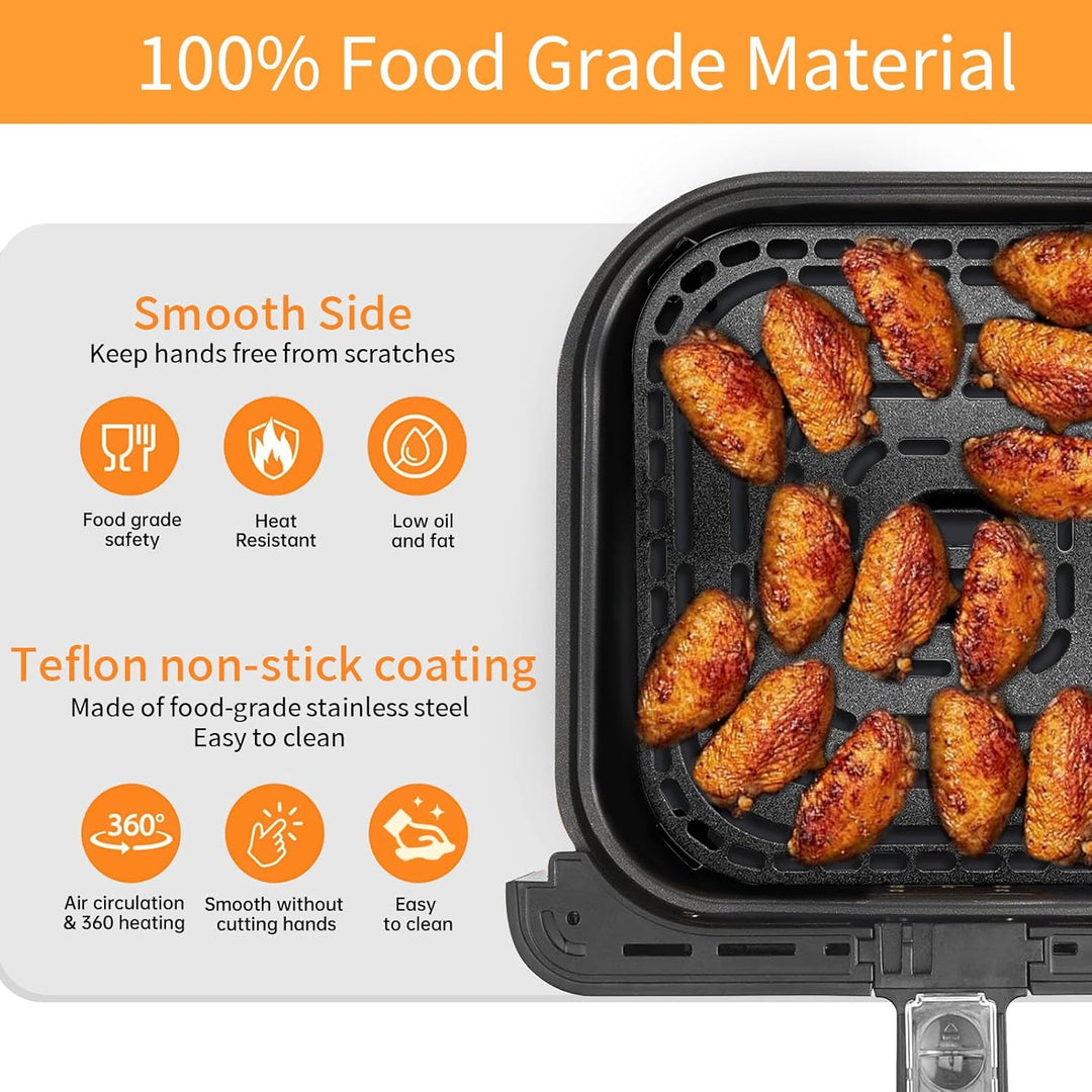Air Fryer Grill Pan for COSORI Air Fryer TurboBlaze 6 Qt, Non-Stick 8.9’’*8.9’’Square Air Fryer Rack