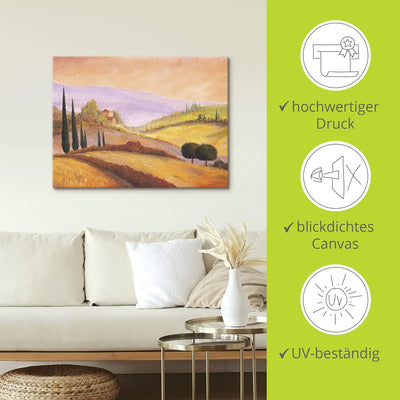 Artland Leinwandbild Wandbild Bild auf Leinwand 80x60 cm Wanddeko Toskana Landschaft Italien Malerei