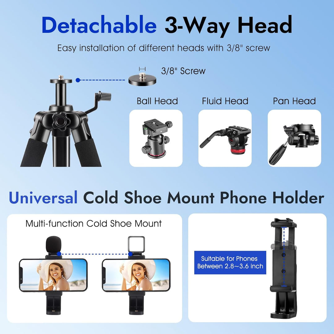 JOILCAN Kamera stativ, 187cm Aluminium Leichte Kamerastativ für Canon Nikon DSLR mit Abnehmbar 3-Weg