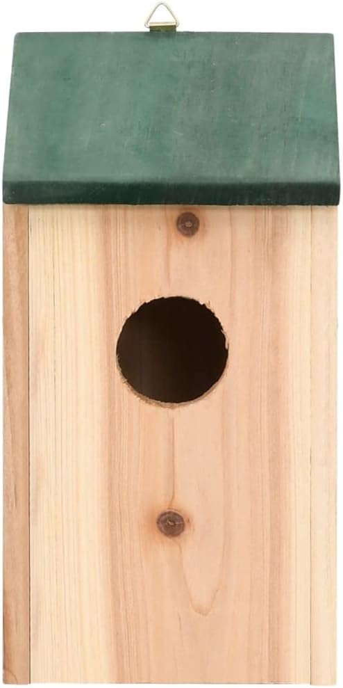 8 STK. Vogelhaus aus Holz für den Garten 12x12x22 cm, Nistkasten für Wildvögel mit grünem Dach und A