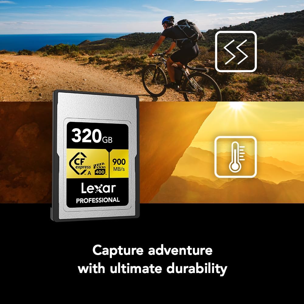 Lexar Professionelle CFexpress Typ A Gold Series Speicherkarte, 320 GB, bis zu 900 MB/s lesen, 8K-Vi