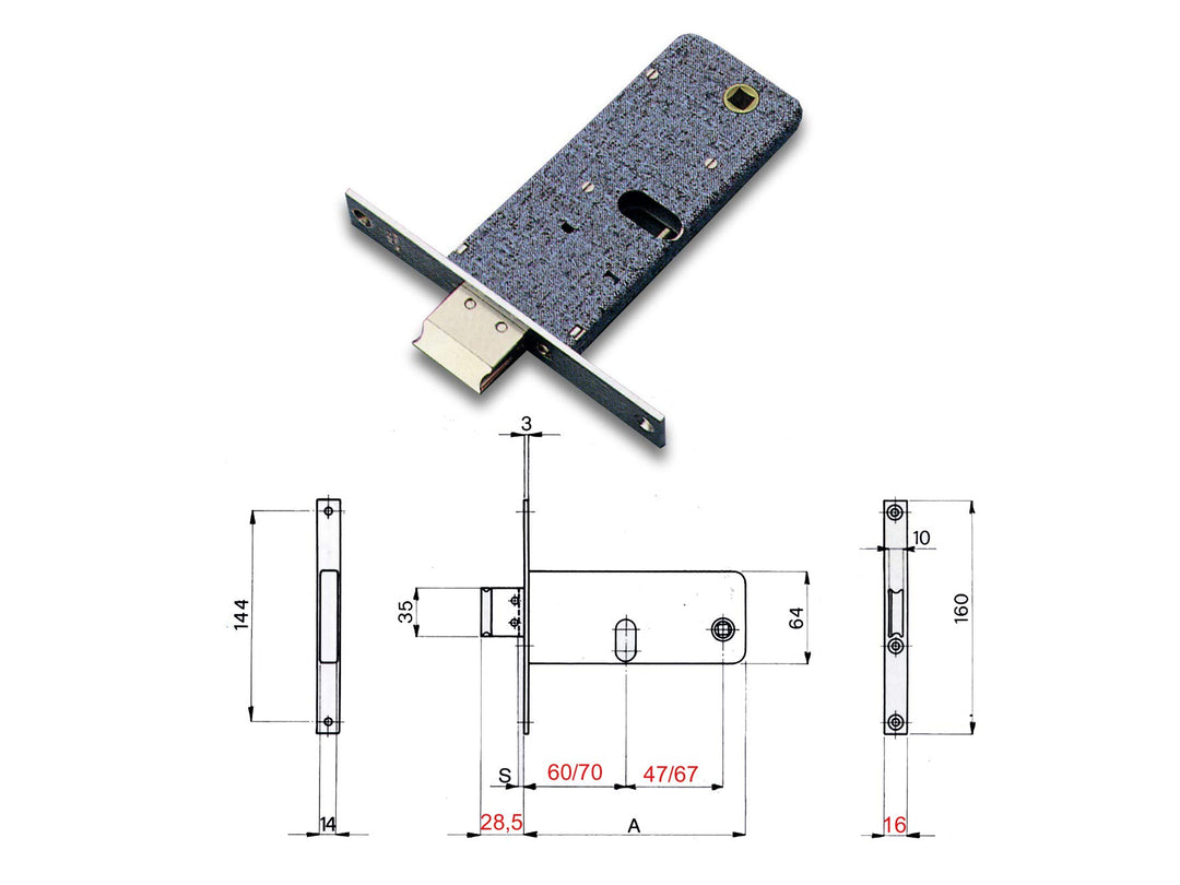 Omec 780 Einsteckschloss E70 ovaler Zylinder F16
