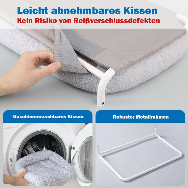 Zakkart Faltbare Katzenhängematte für Fenster - Kabellos, Eingebettetes Maschinenwaschbares Bett, Ro