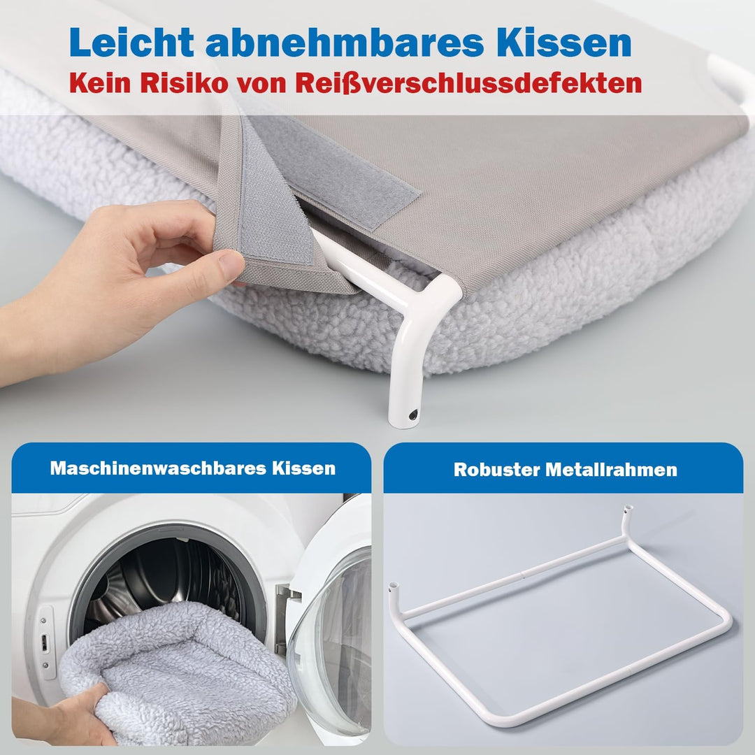 Zakkart Faltbare Katzenhängematte für Fenster - Kabellos, Eingebettetes Maschinenwaschbares Bett, Ro