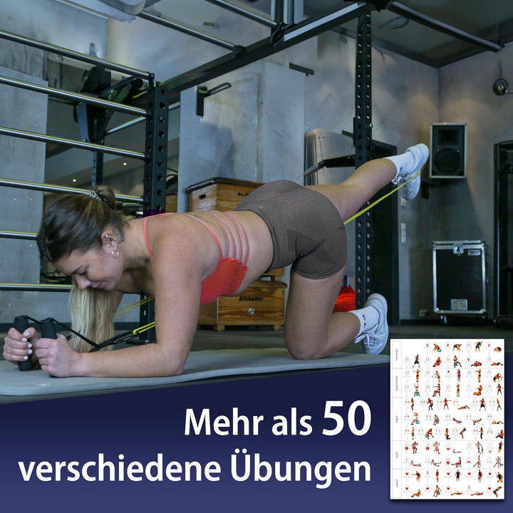 POWERFUL-X Widerstandsbänder mit Türanker und Handgriffen, Resistance Bands, Fitnessbänder für Kraft