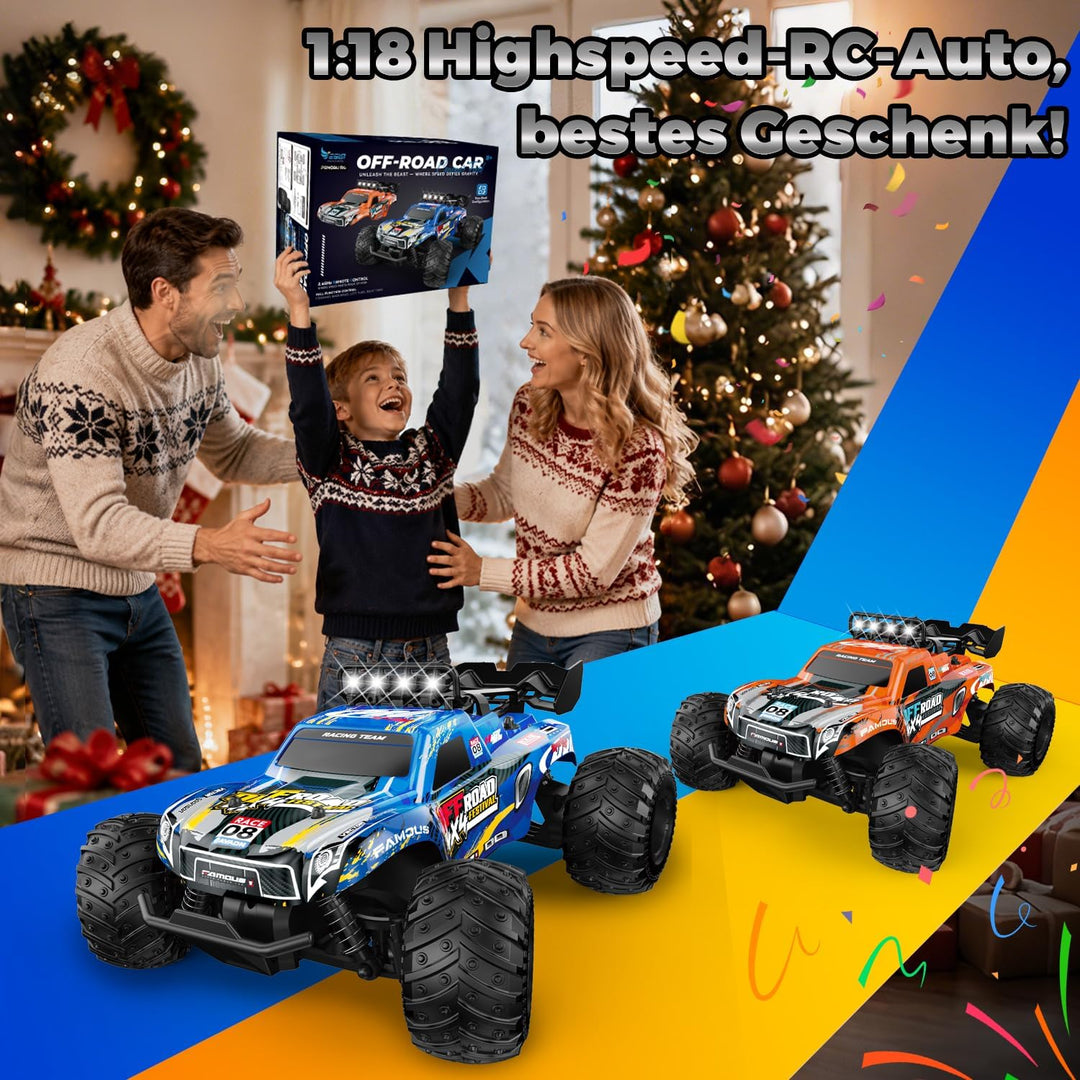 28km/h Ferngesteuertes Auto ab 5 6 jahre, 1:18 Monstertruck Ferngesteuert | RC Auto mit Licht, Ferng