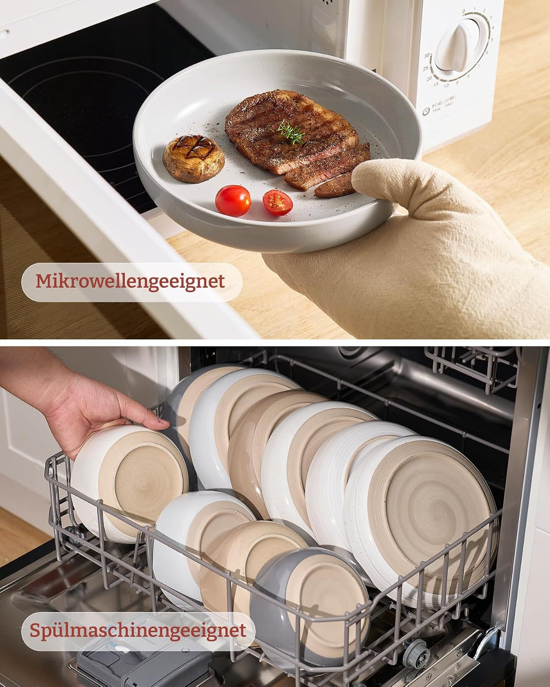 Richmount Milkyway Schalen Set 6, 20cm grosse tiefe Pastateller, Hellgrau Hellgrau Tiefe Teller(6x)