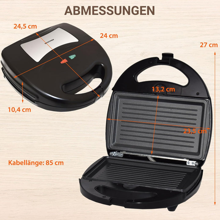 Syntrox Germany Grill Maker Chefmaker SM-1300W Grill mit herausnehmbaren Backplatten