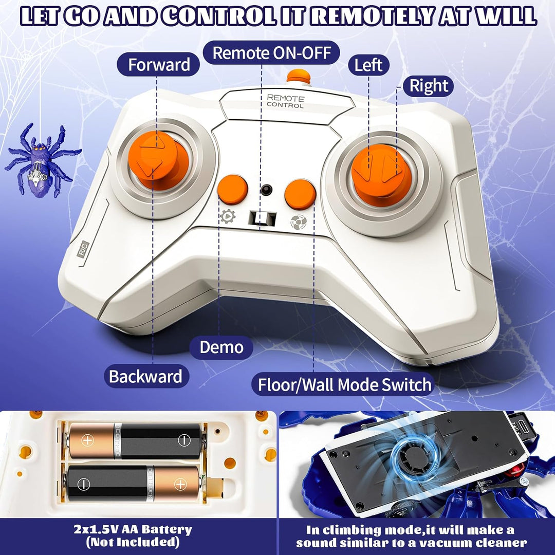 Wall Crawling Spider, Rechargeable Remote Control Robot Kids Toys, Wall Climbing Funny Prank Toys Bi