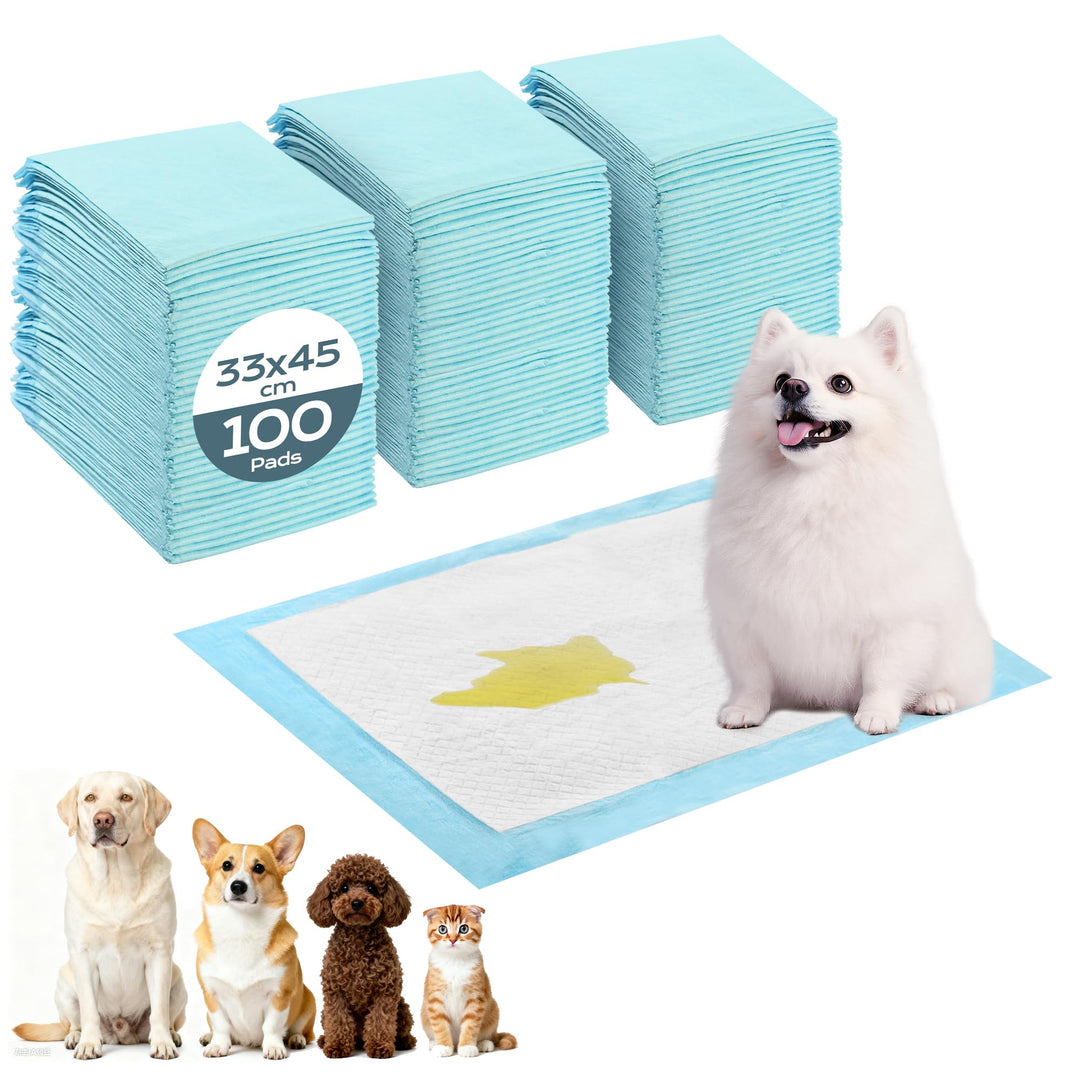 PIPI Matten für Hunde, 100 Stück Trainingspads, Wickelunterlagen Einweg 33X45cm, Einmalunterlagen, A