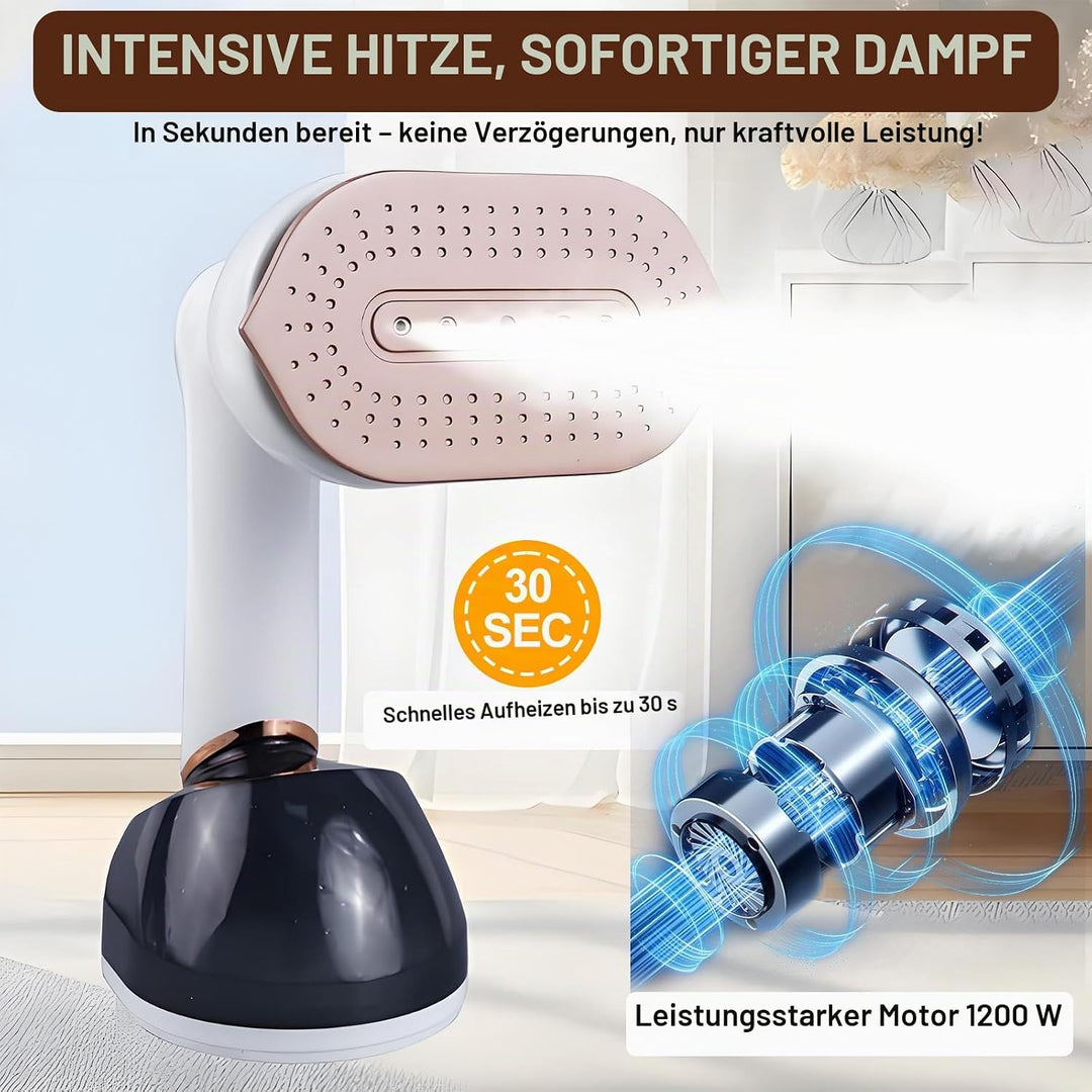 Clothes Steamer Dampfglätter 1200W, Tragbarer Dampfbürste, Metall Dampfplatte, Reise Dampfbügler mit